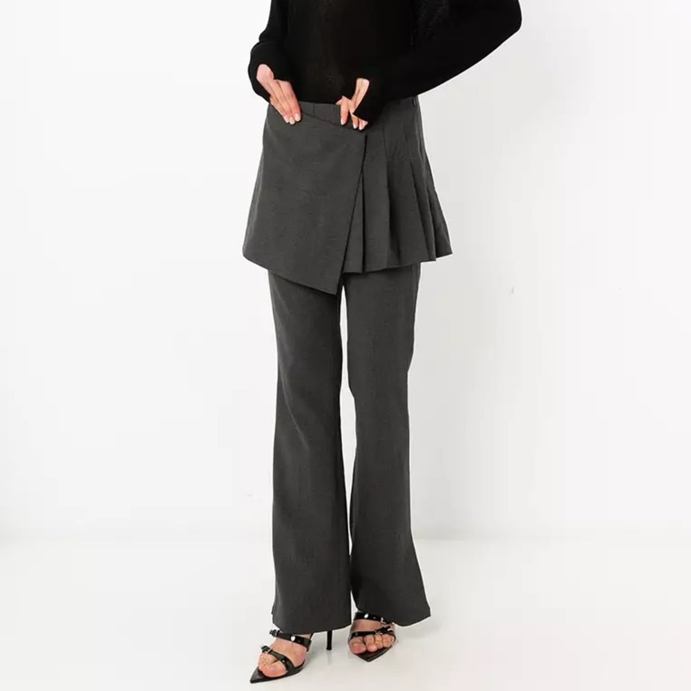 Zara Gray Pleated Overlay Pants